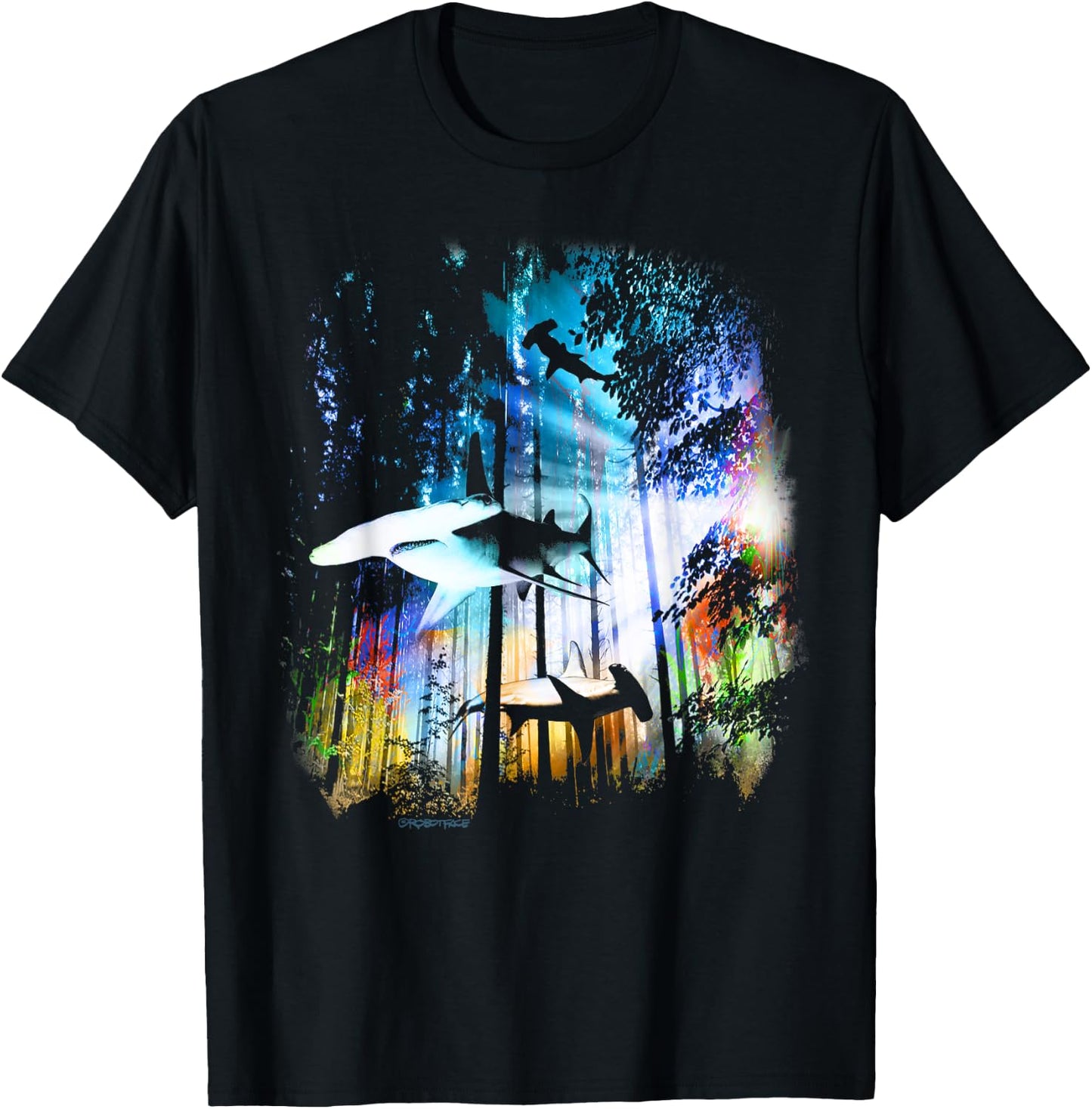 Hammerhead Shark Forest T-Shirt - T-Shirt | Black