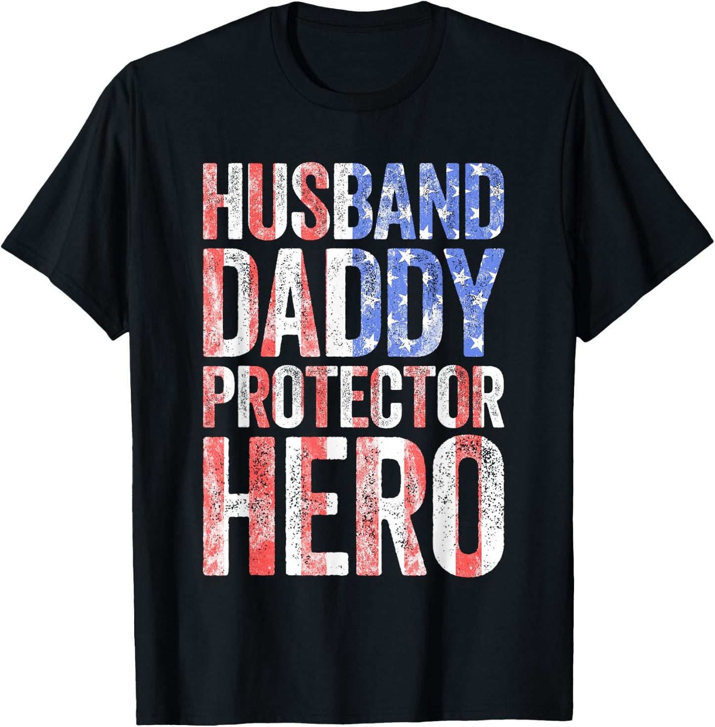 Husband Daddy Protector Hero Shirt Men Dad Fathers Day T-Shirt - T-Shirt | Black