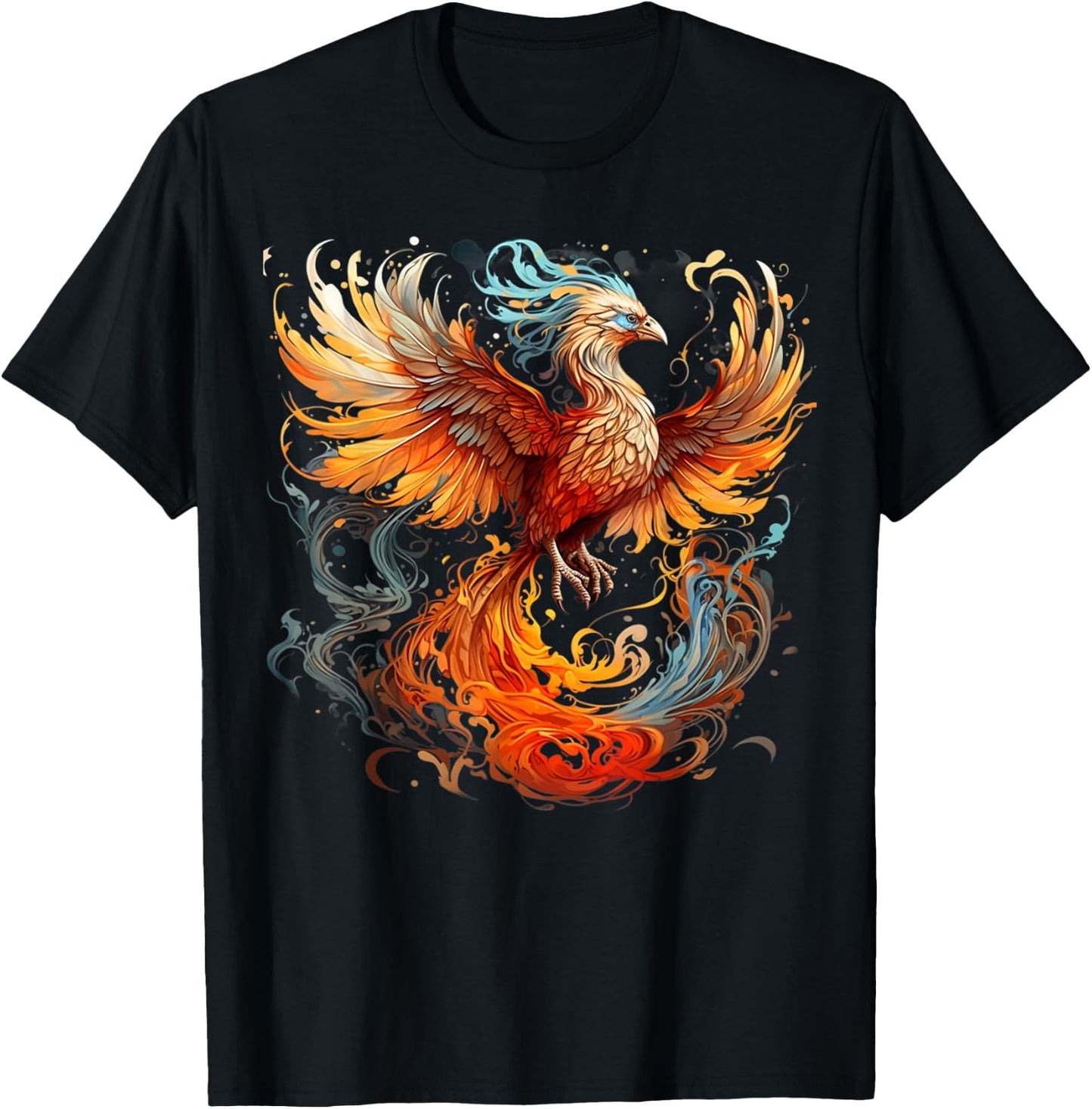 Rising Phoenix Majestic Fire Bird Fenix Fantasy Mythological T-Shirt - T-Shirt | Black