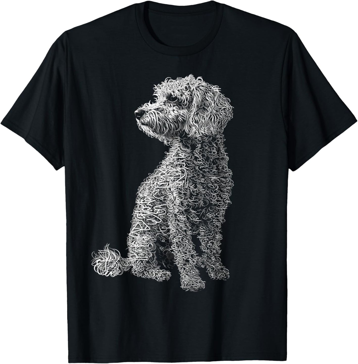 Poodle Dog Drawing Abstract Animal Pet Art Graphic Poodle T-Shirt - T-Shirt | Black