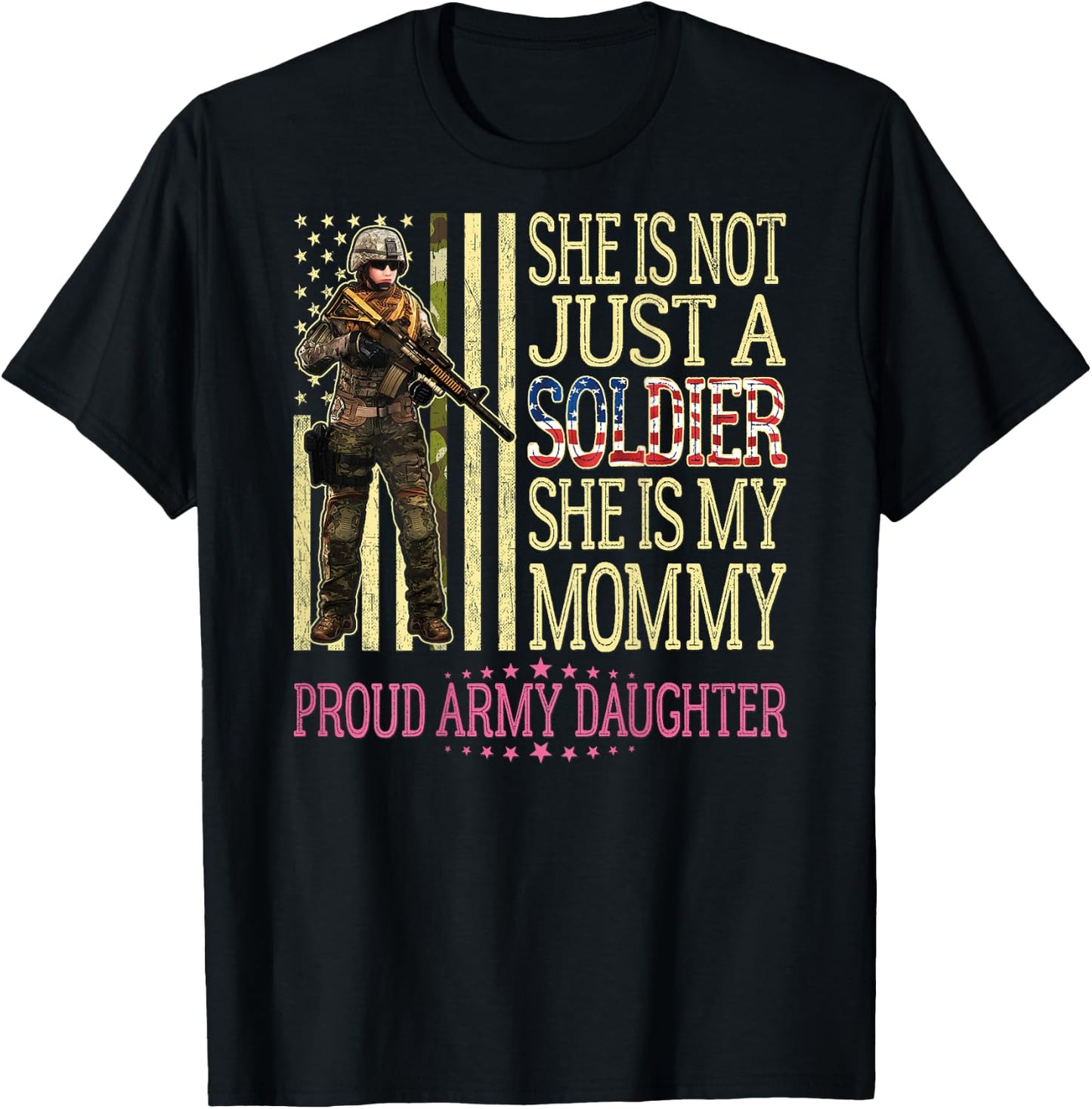 My Mommy Is My Soldier Hero - Proud Army Daughter Child Gift T-Shirt - T-Shirt | Black