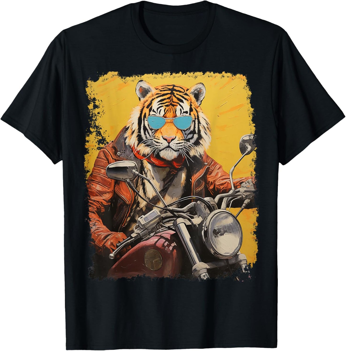 Motorbike Gear Tiger on Motorcycle T-Shirt - T-Shirt | Black