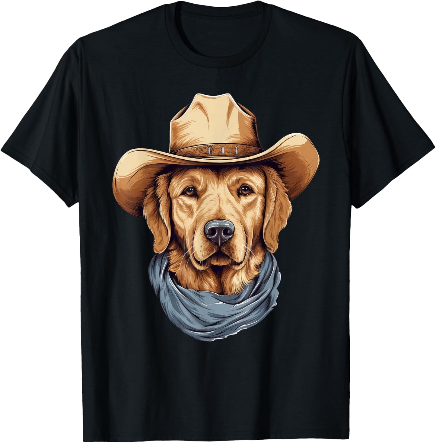 Golden Retriever Dog in Cowboy Hat Golden Retriever Lovers T-Shirt - T-Shirt | Black