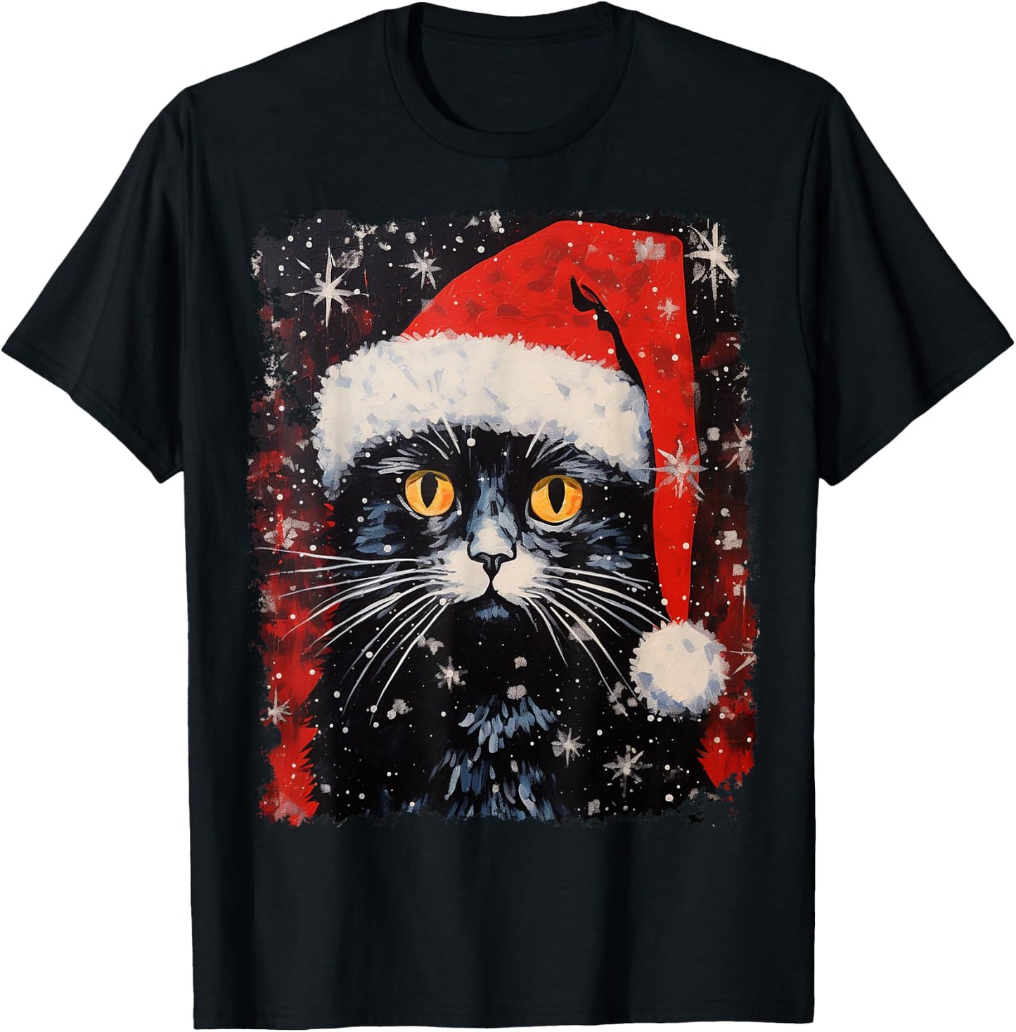 Christmas Black Cat T-Shirt - T-Shirt | Black