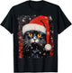 Christmas Black Cat T-Shirt - T-Shirt | Black
