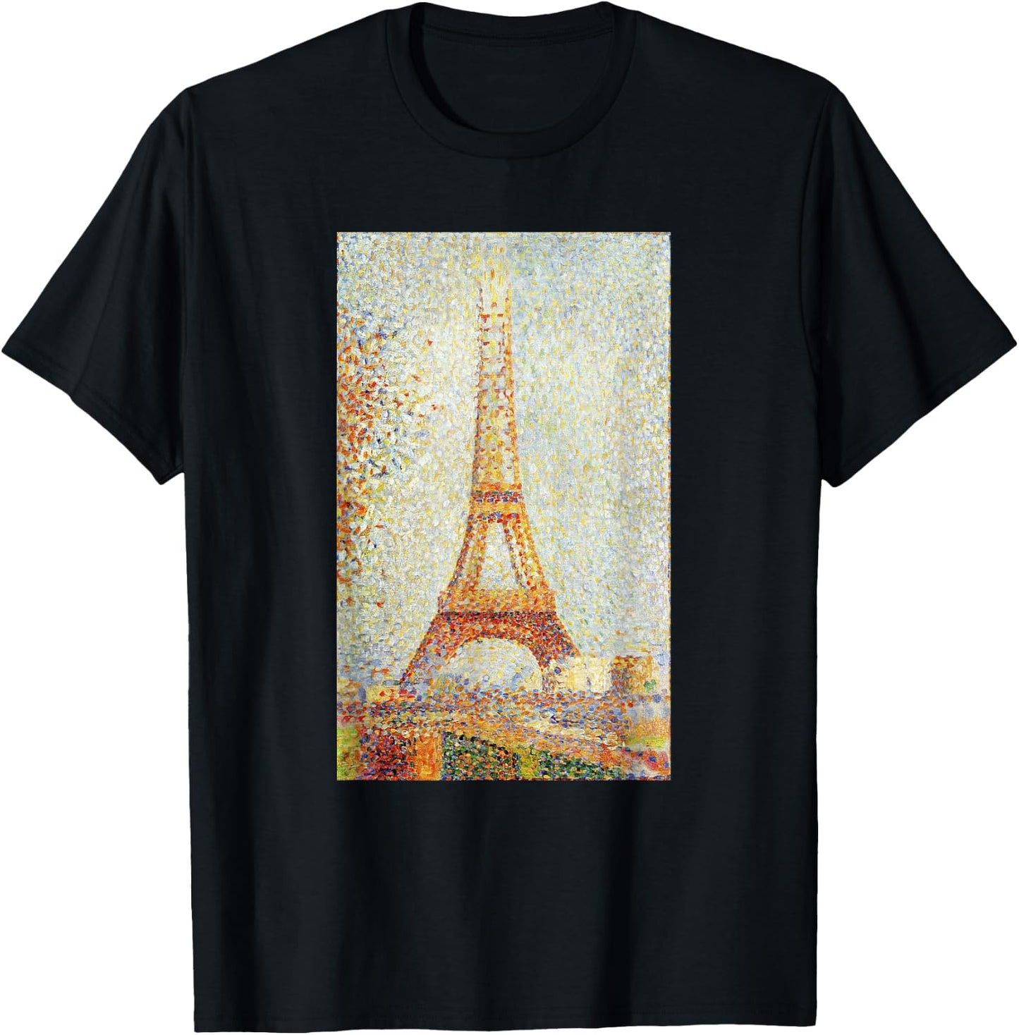 Eiffel Tower Georges Seurat Art Pointillism Impressionism T-Shirt - T-Shirt | Black