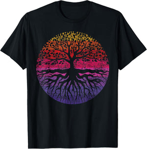 Nature Spirituality Hippie Colourful Tree Forest T-Shirt - T-Shirt | Black