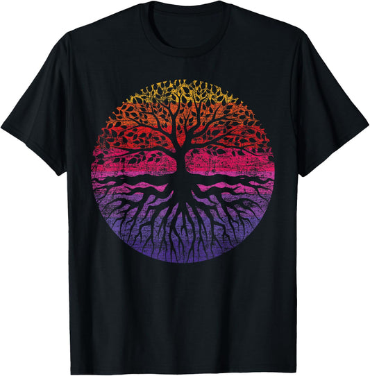 Nature Spirituality Hippie Colourful Tree Forest T-Shirt - T-Shirt | Black