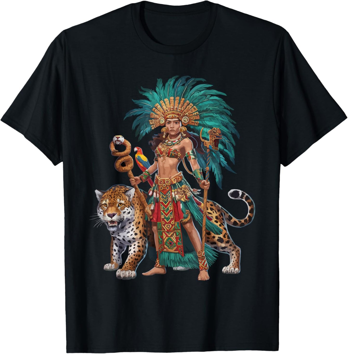 Aztec Jaguar Warrior Aztec Culture Mayan Indigenous T-Shirt - T-Shirt | Black