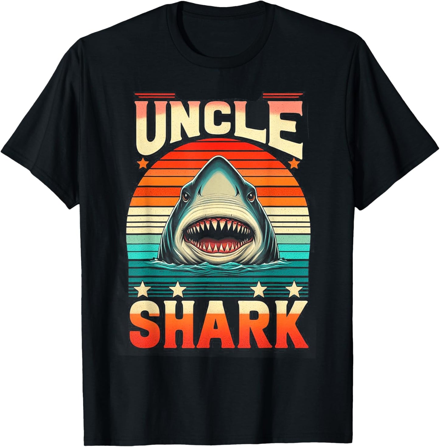 Uncle Shark Funny Shark family shark T-Shirt - T-Shirt | Black