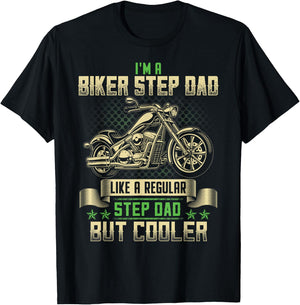 Biker Step Dad Cooler Funny Biker Motorcycle T-Shirt - T-Shirt | Black