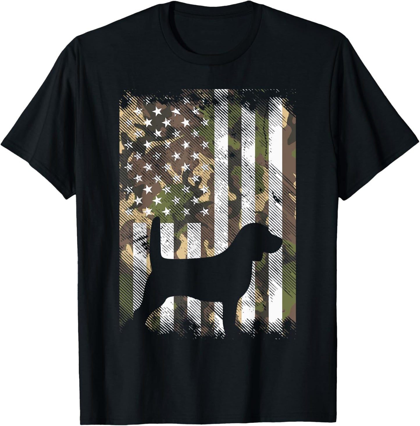 Camo Flag Beagle Vintage Animal Pet Hound Dog Patriotic Gift Girls Kids Men T-Shirt - T-Shirt | Black