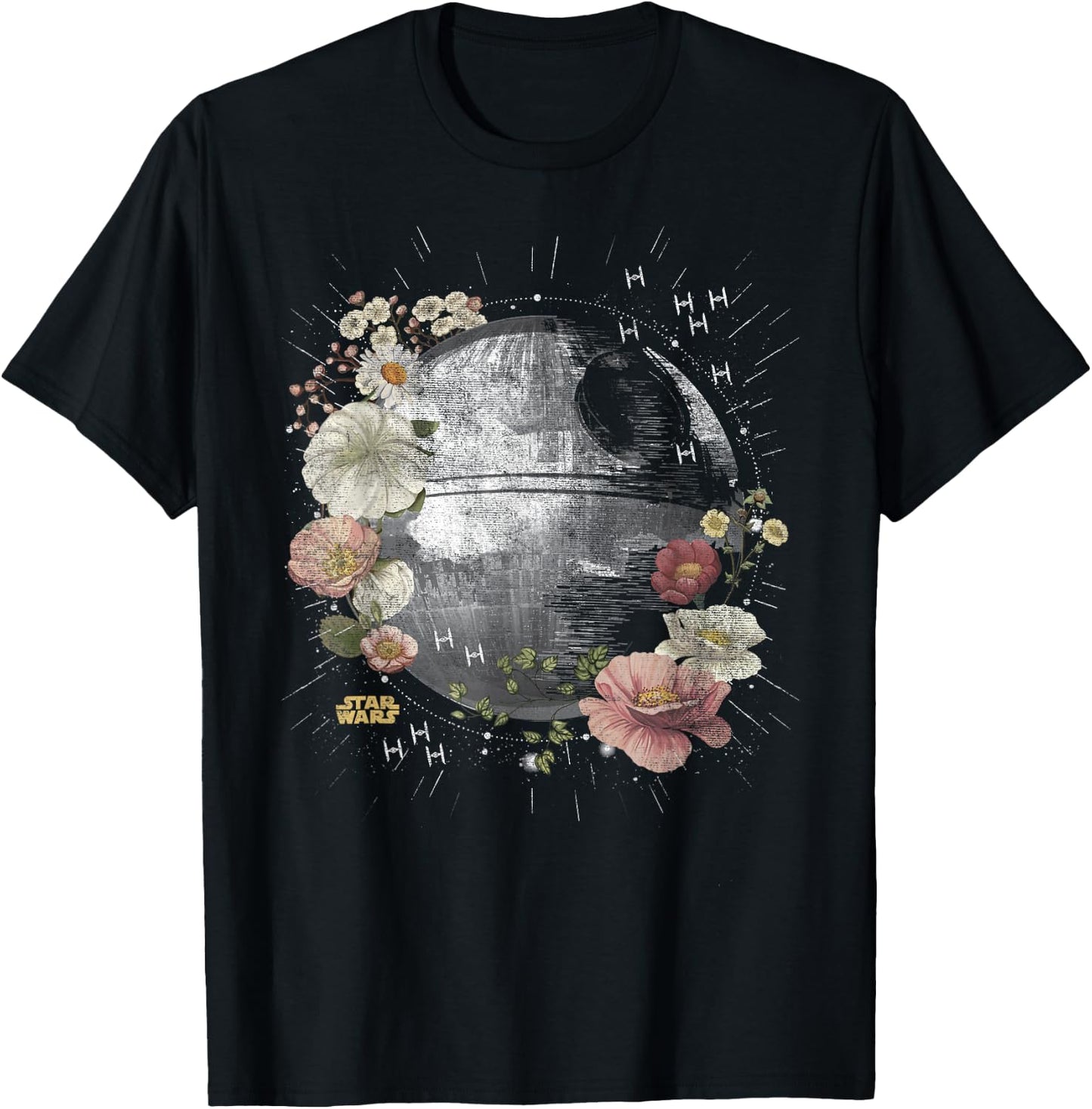 Star Wars Floral Death Star T-Shirt - T-Shirt | Black