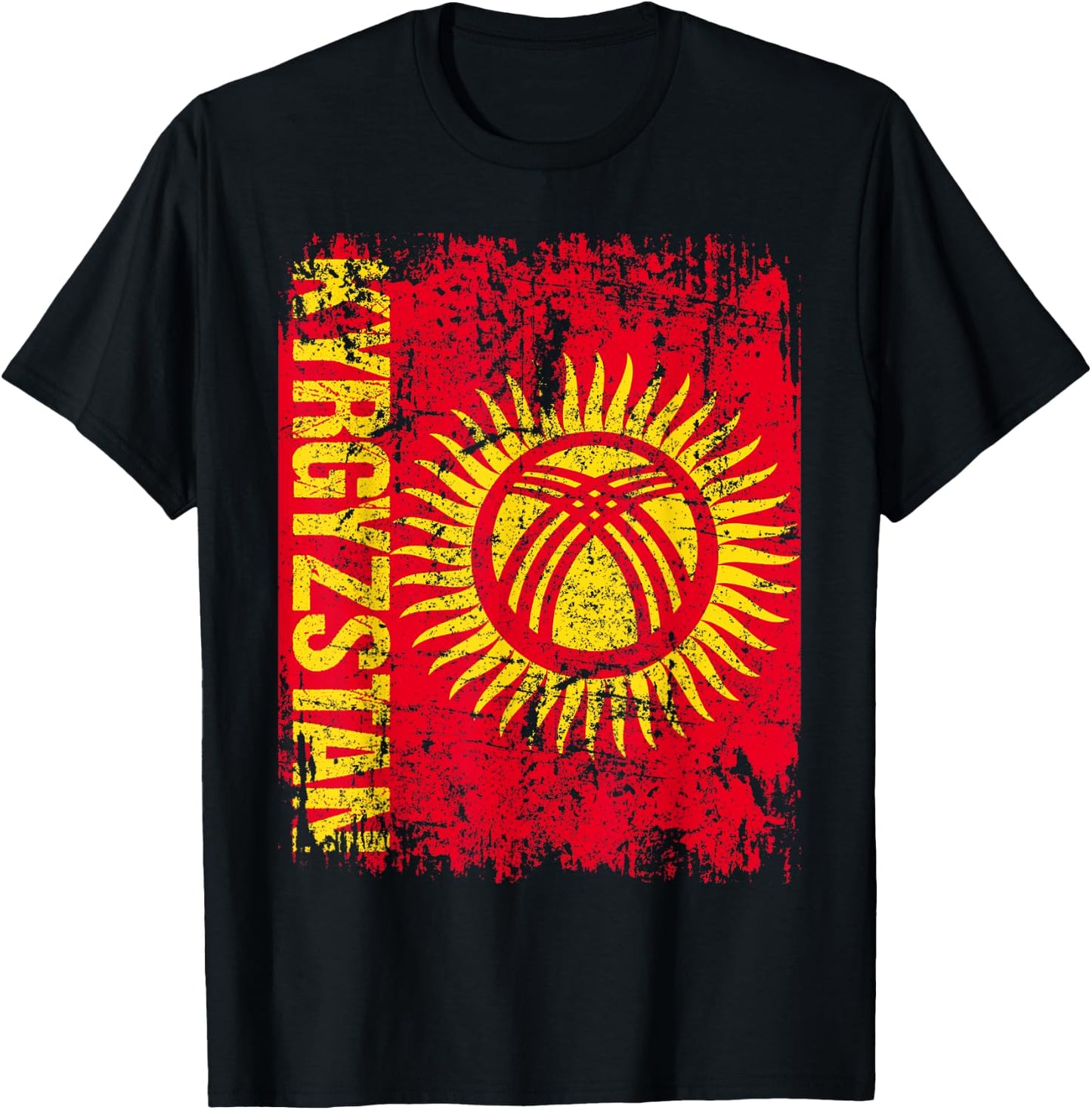 KYRGYZSTAN Flag Vintage Distressed KYRGYZSTAN T-Shirt - T-Shirt | Black