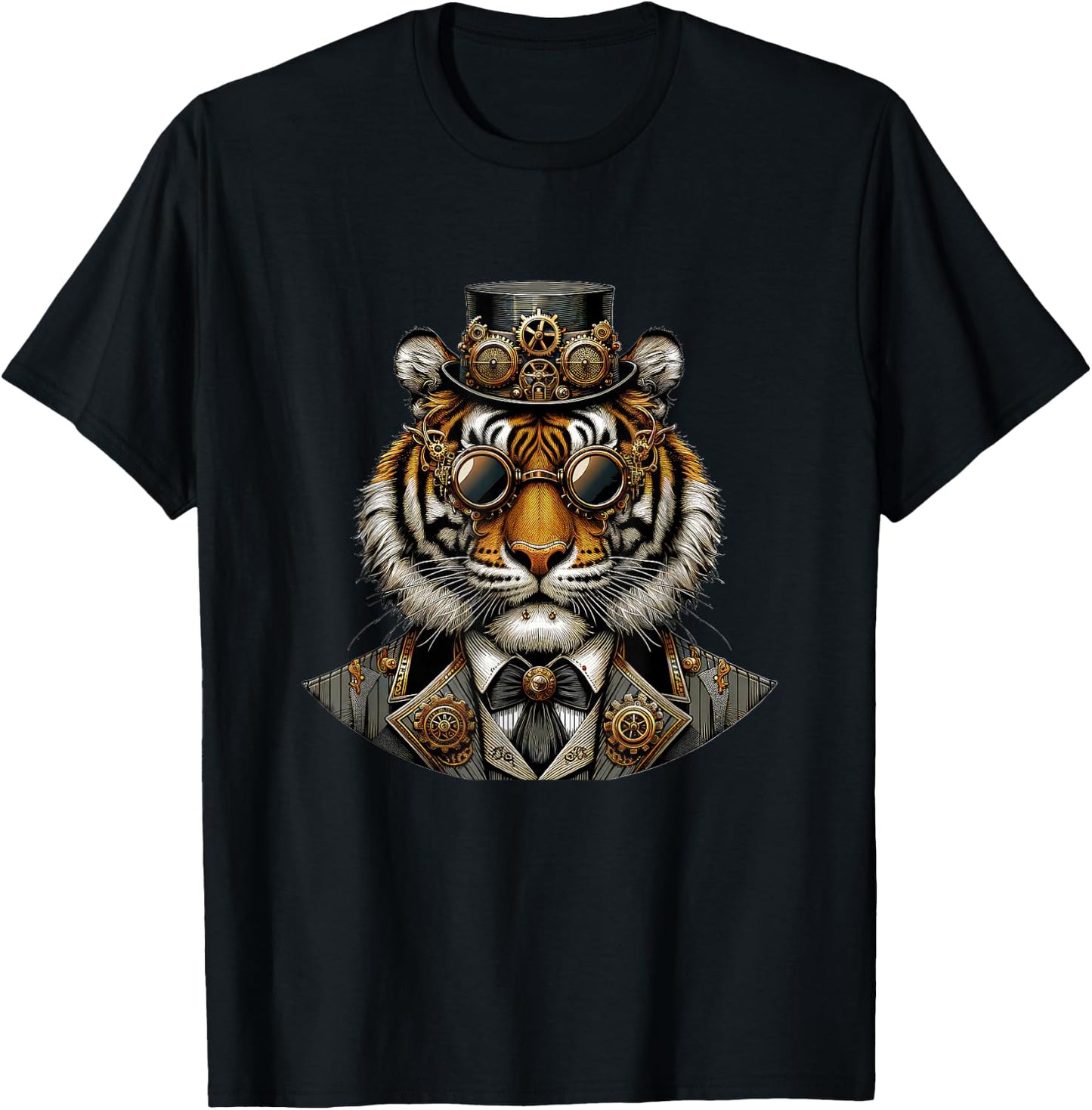 Steampunk Tiger Women Men Kids Steampunk Tiger T-Shirt - T-Shirt | Black