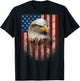 (Art on Back) Patriotic US Flag with American Eagle T-Shirt - T-Shirt | Black
