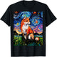 Red Fox Starry Night Animal Art by Aja T-Shirt - T-Shirt | Black
