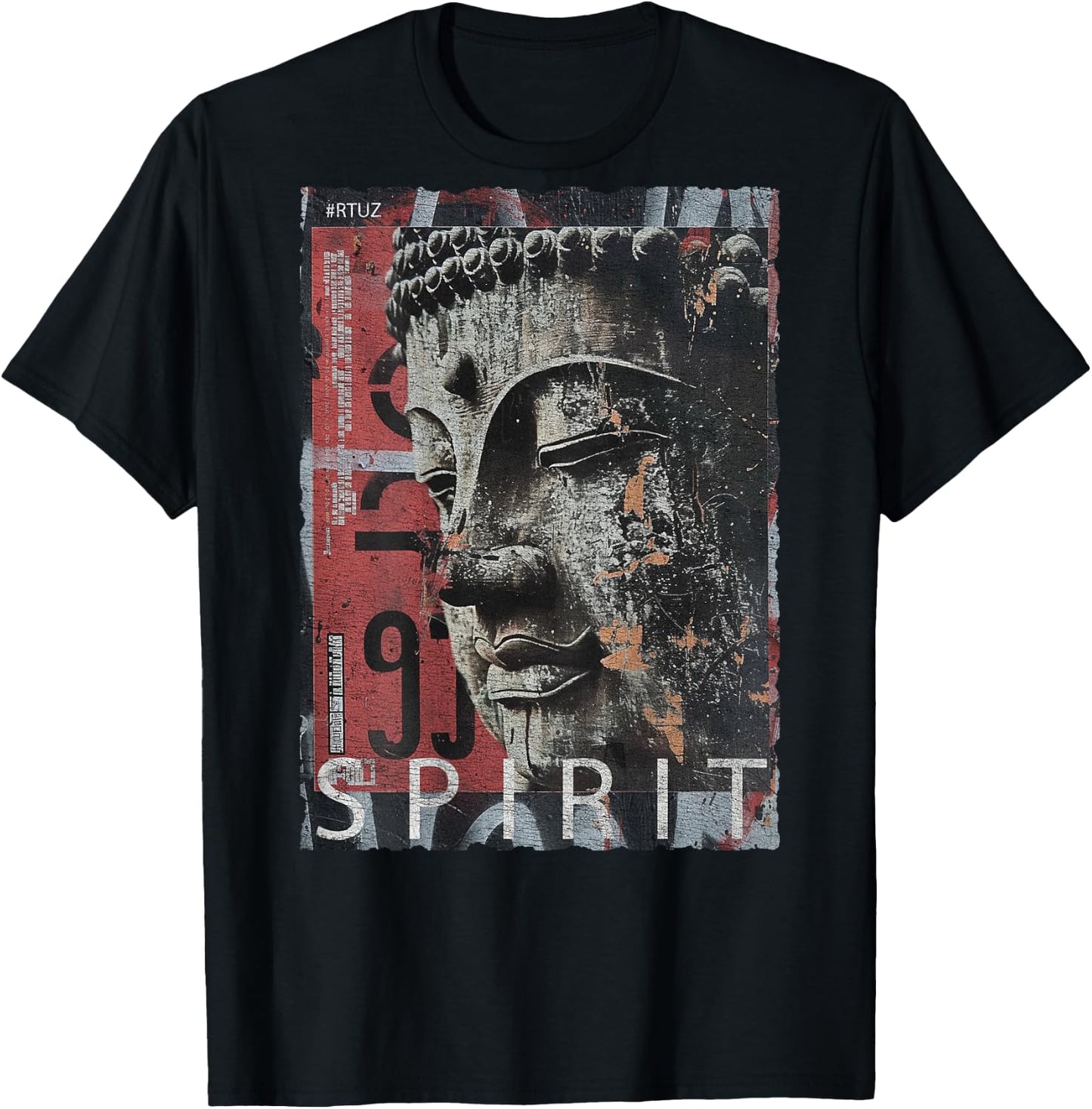 Hip Hop Retro Vintage Edgy Y2K Back Print Streetwear Buddha T-Shirt - T-Shirt | Black
