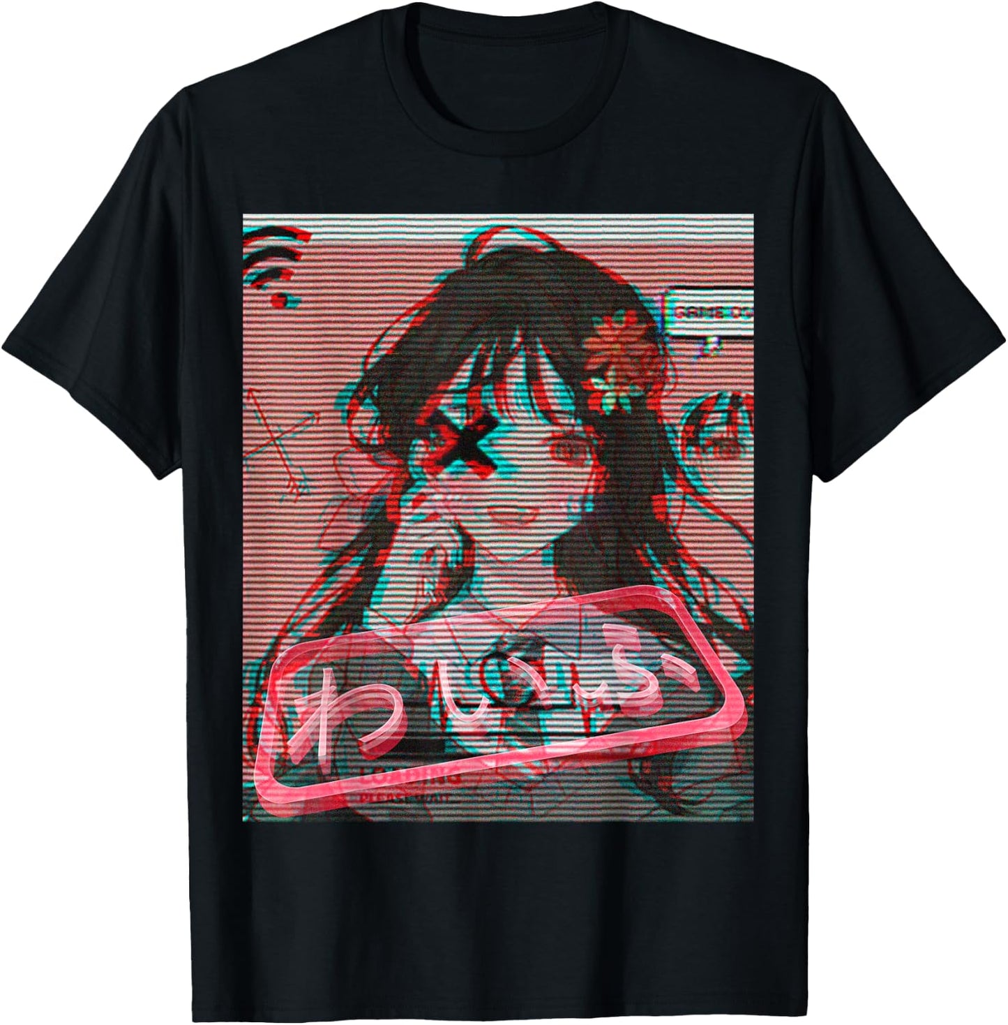 Aesthetic Vaporwave Japanese Futurism Anime Retro Hentai T-Shirt - T-Shirt | Black
