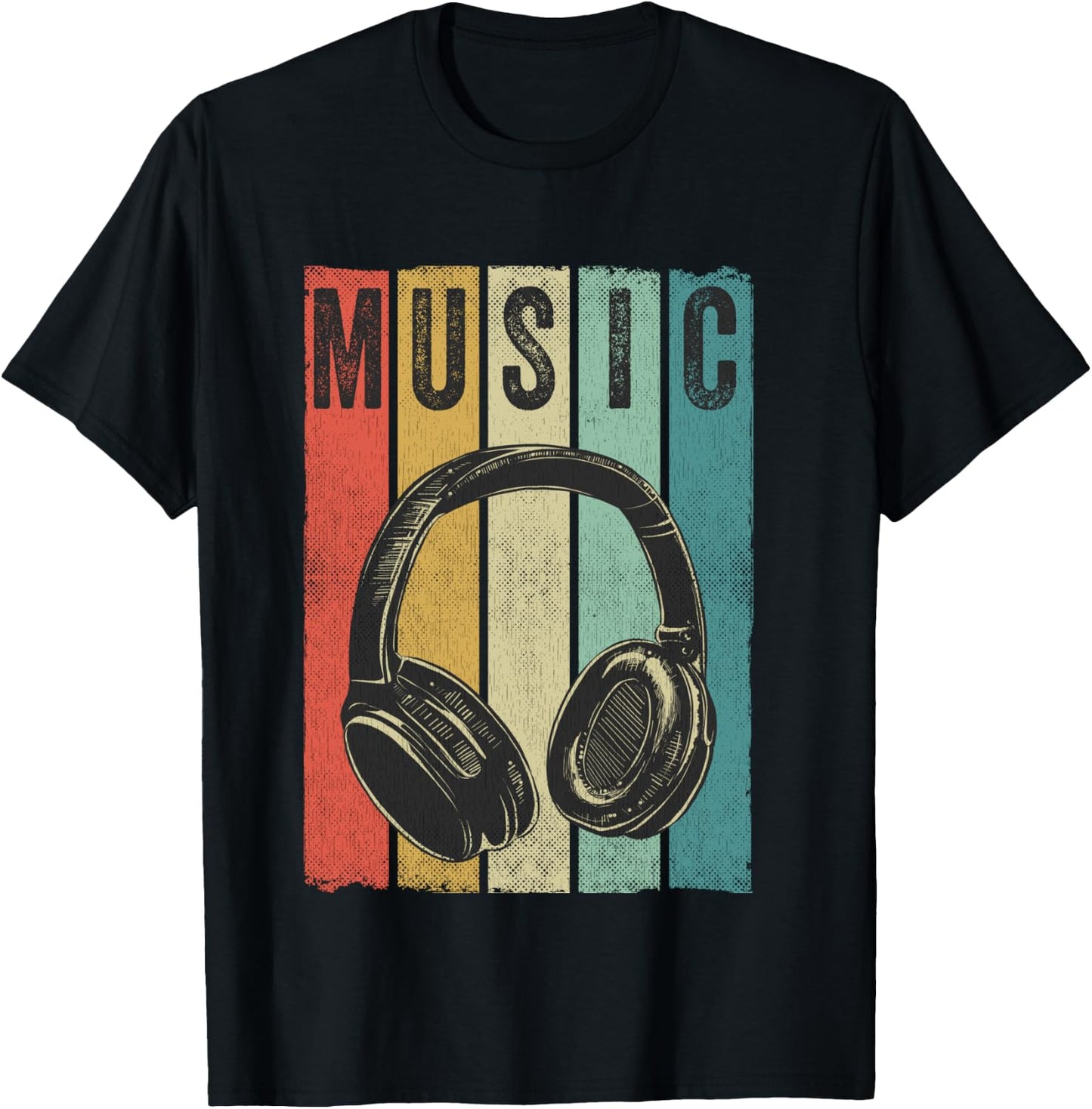 Electronic Music Lover DJ Gift Vintage Retro Headphones T-Shirt - T-Shirt | Black