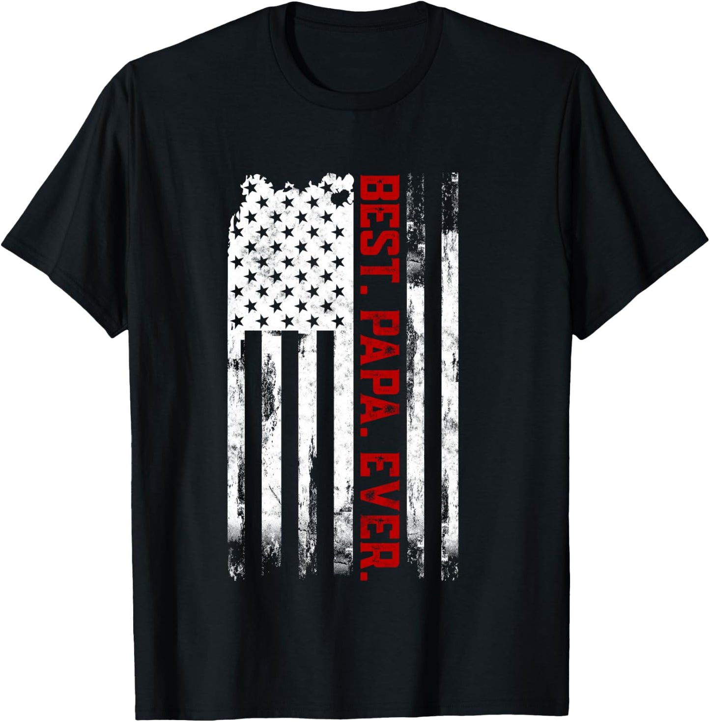 Best Papa Ever American USA flag Father’s Day Gift Papa T-Shirt - T-Shirt | Black