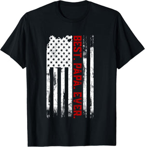 Best Papa Ever American USA flag Father’s Day Gift Papa T-Shirt - T-Shirt | Black