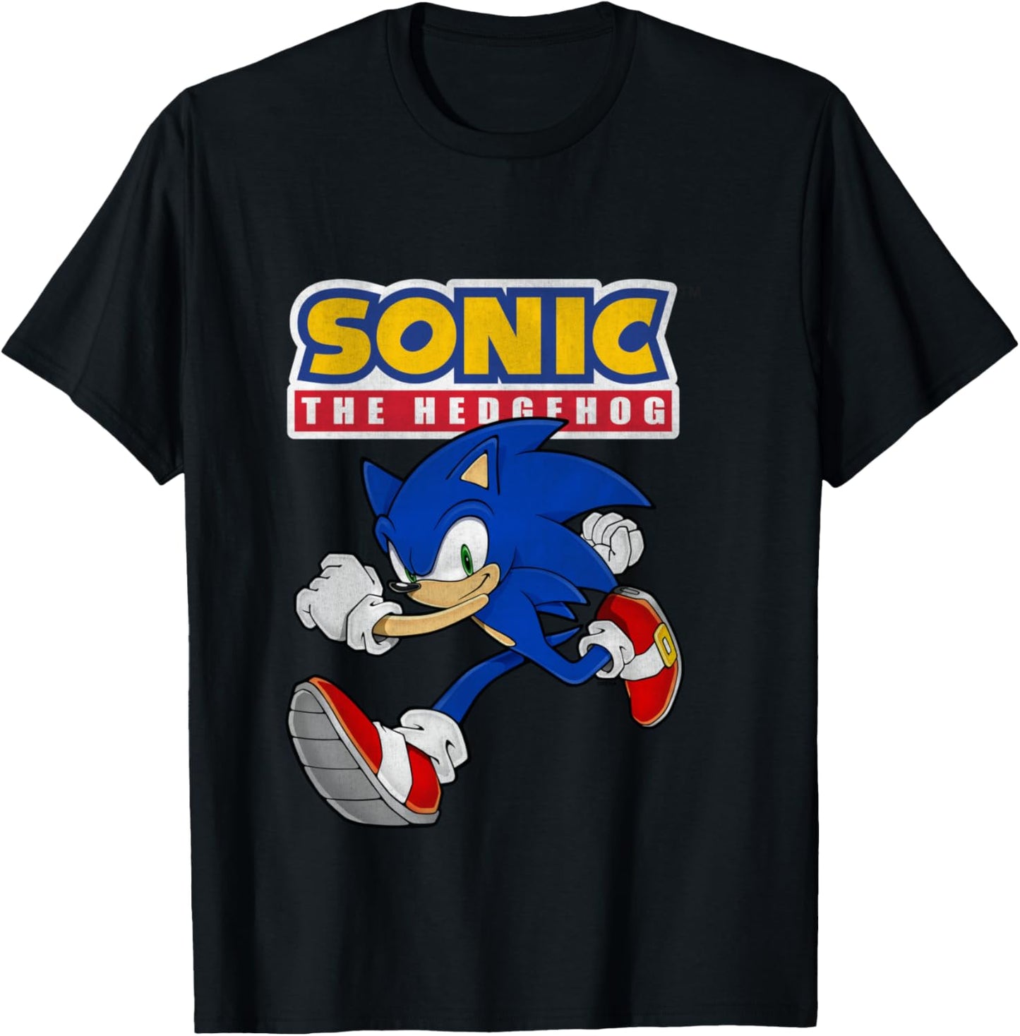 Sonic The Hedgehog Running Sonic Cool Portrait Vintage T-Shirt - T-Shirt | Black
