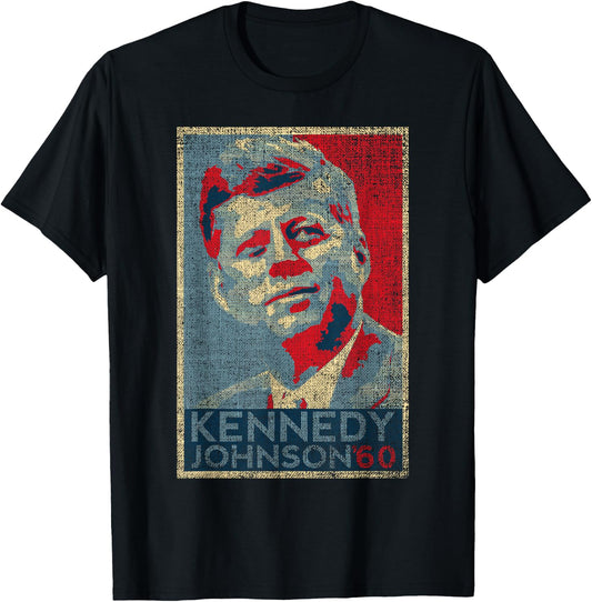 Kennedy Johnson 1960 Retro Campaign 4th of July President T-Shirt - T-Shirt | Black