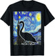 Swan Starry Night Swan Van Gogh Birdwatching Ornithology T-Shirt - T-Shirt | Black