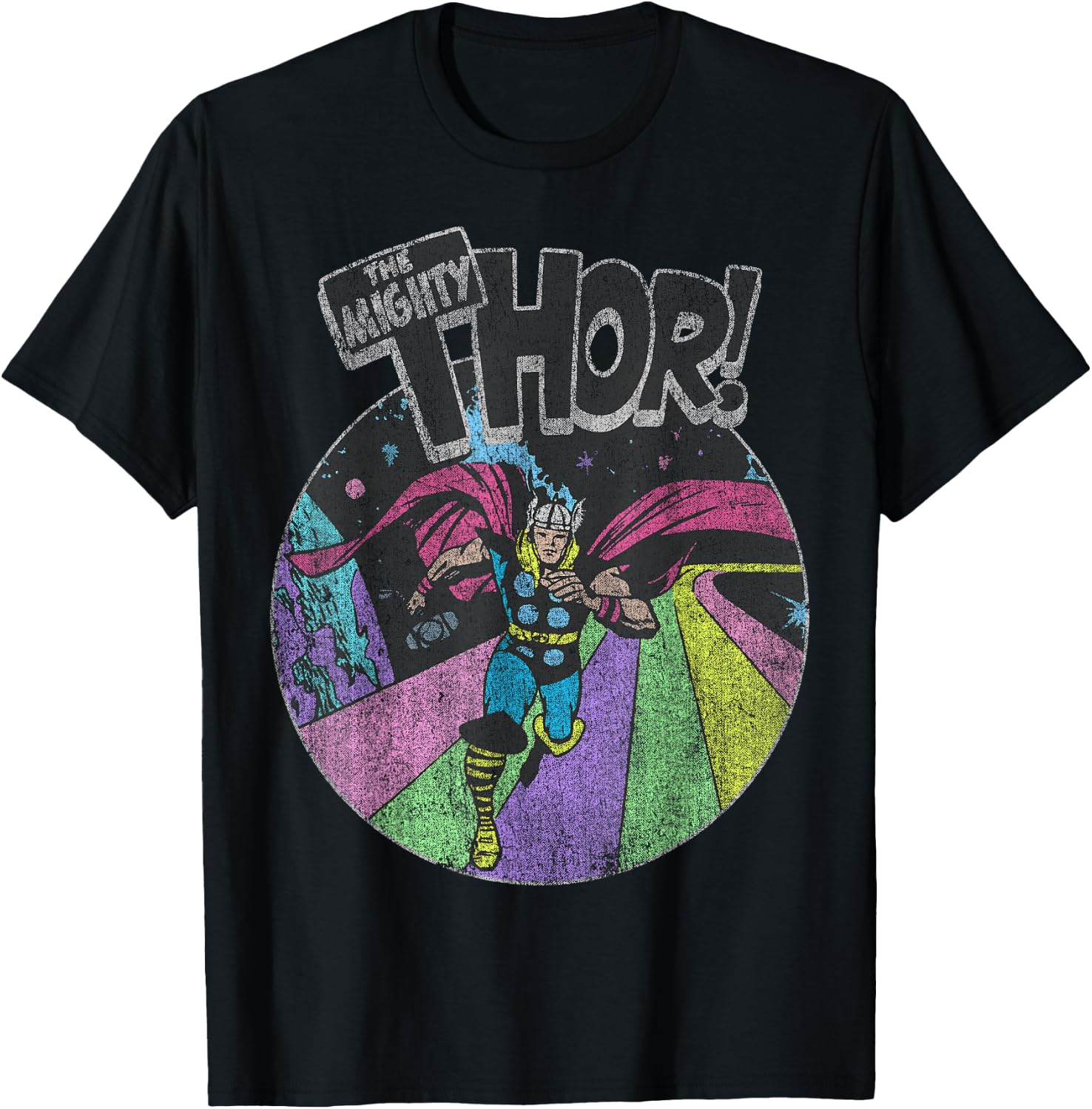 Marvel Avengers The Mighty Thor Distressed Retro Portrait T-Shirt - T-Shirt | Black