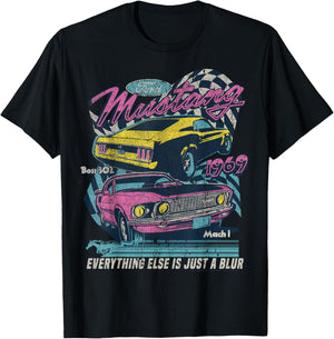 Ford - Vintage Mustang Mach 1 1969 Boss 302 Just A Blur T-Shirt - T-Shirt | Black