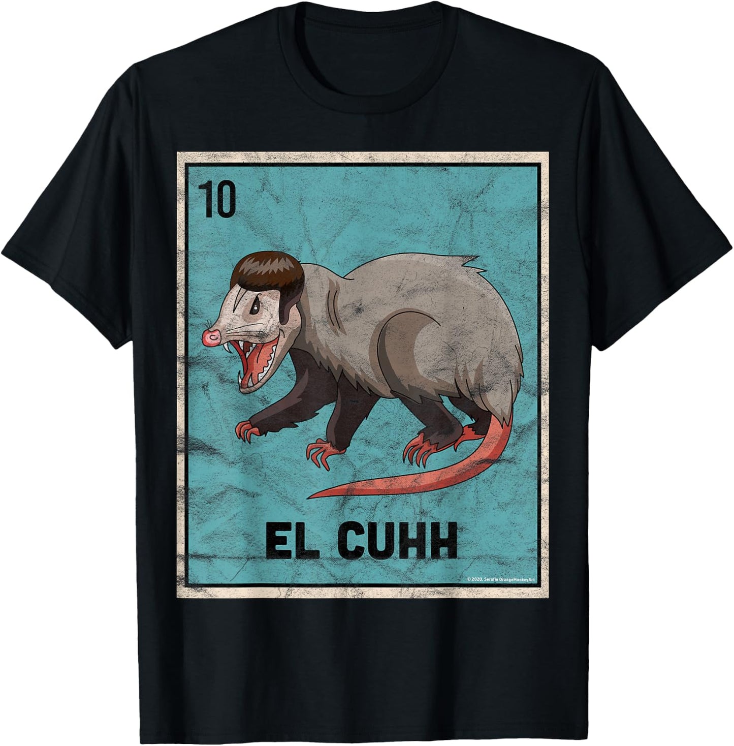 El Cuhh Takuache Cuh Opossum Funny Mexican Playing Card T-Shirt - T-Shirt | Black