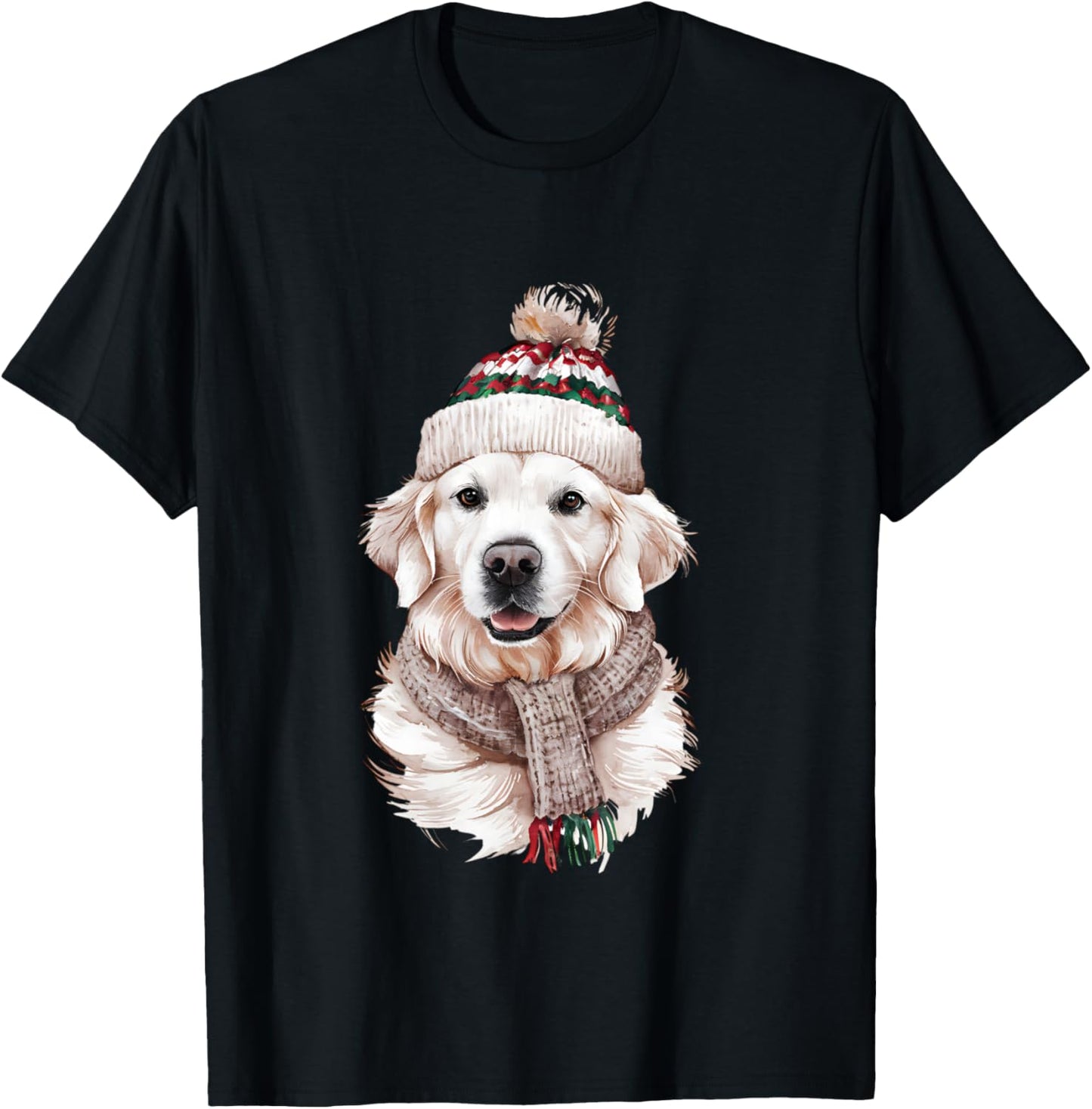 White English Cream Golden Retriever Mom Dog Puppy Christmas T-Shirt - T-Shirt | Black