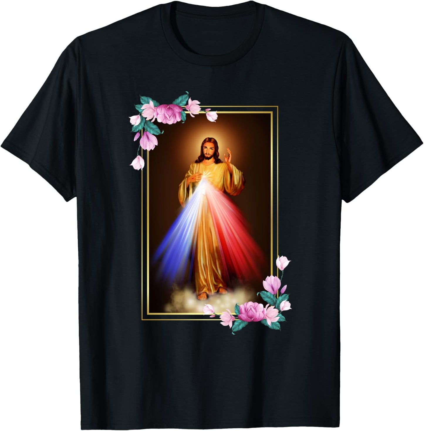 Divine Mercy Jesus Christ, Sacred Heart of Jesus Gift T-Shirt - T-Shirt | Black