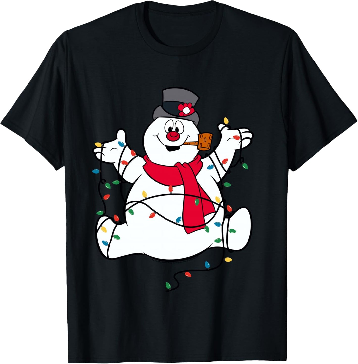 Frosty The Snowman Christmas Lights Portrait T-Shirt - T-Shirt | Black