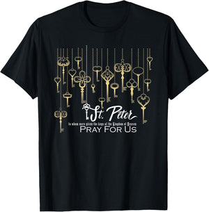 St. Peter Keys to the Kingdom of Heaven Apostles Saints T-Shirt - T-Shirt | Black