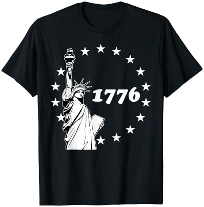 1776 Statue Of Liberty Betsy Ross American Patriotic Gift Kids Men T-Shirt - T-Shirt | Black