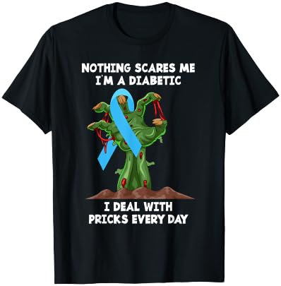 Funny T1D Diabetic Type 1 Diabetes Awareness Halloween T-Shirt - T-Shirt | Black