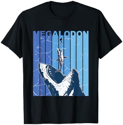 Megalodon White Shark - Giant Shark - Shark Lover Diver T-Shirt - T-Shirt | Black