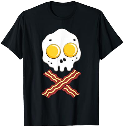 Fried Egg with Bacon - Skull Bone - Food T-Shirt - T-Shirt | Black