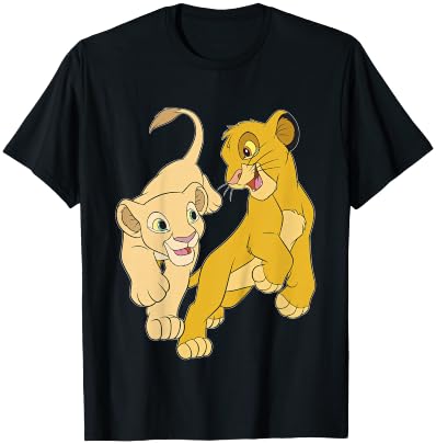 Disney Lion King Simba And Nala Playful Portrait T-Shirt - T-Shirt | Black