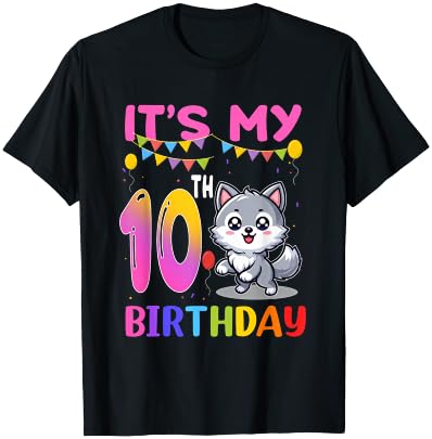 10th Birthday Wolf 10 Year Old Birthday Party Wolves Lover T-Shirt - T-Shirt | Black