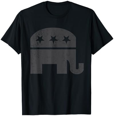 Gray Republican Elephant | Conservative | Distressed Grunge T-Shirt - T-Shirt | Black