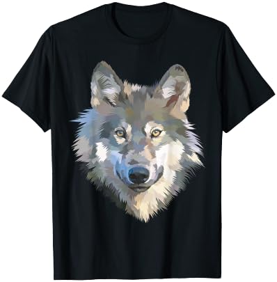 Realistic white wolf realistic animal print with T-Shirt - T-Shirt | Black