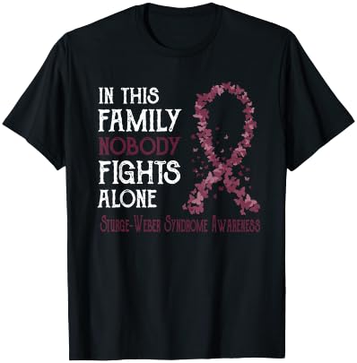 In This Family Nobody Fights Alone Sturge-Weber Syndrome T-Shirt - T-Shirt | Black