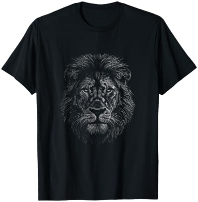 Lion Head Graphic Face Art Design T-Shirt - T-Shirt | Black